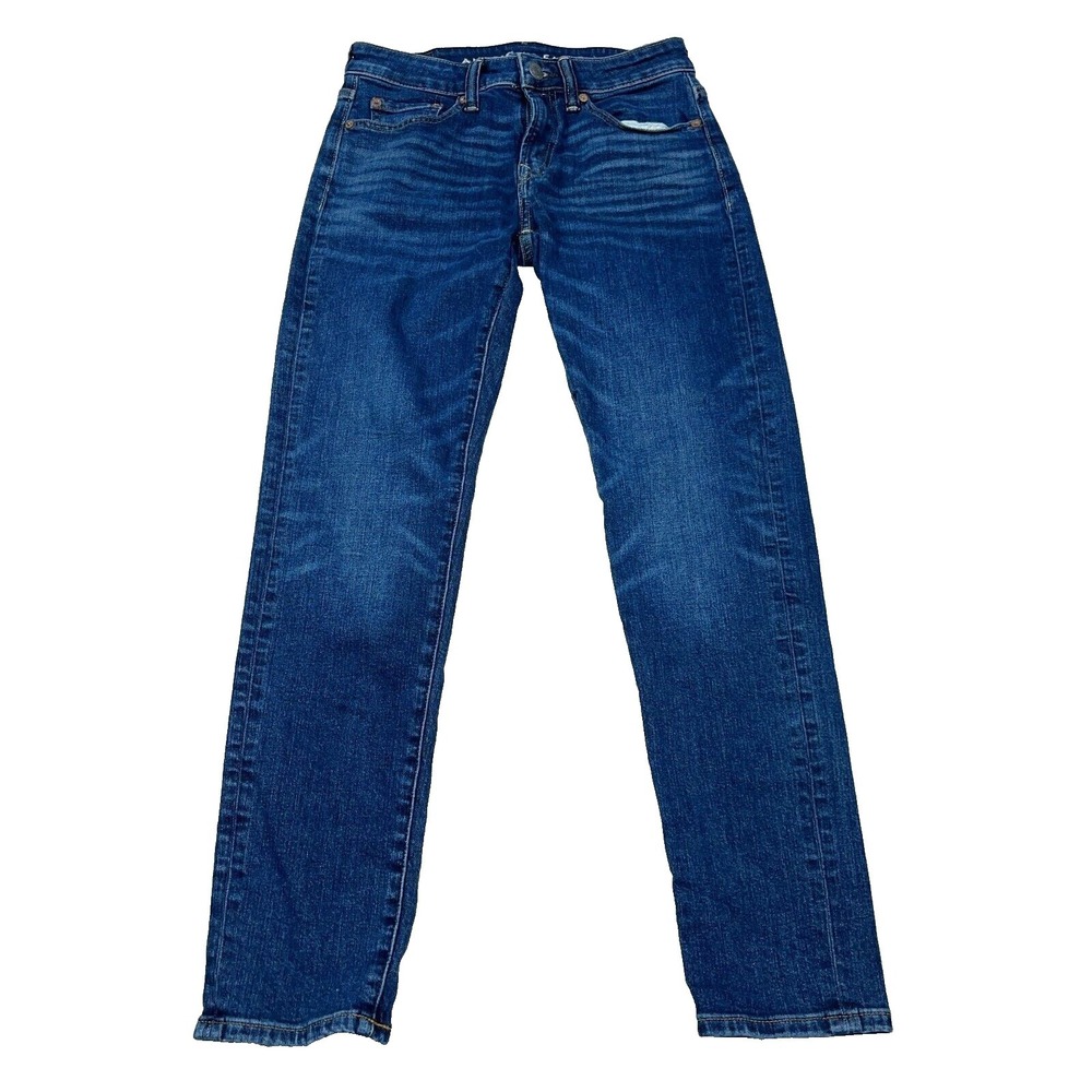 American Eagle Jeans Men‎ 28x30 Athletic Skinny Fit Dark Wash Faded Whiskered